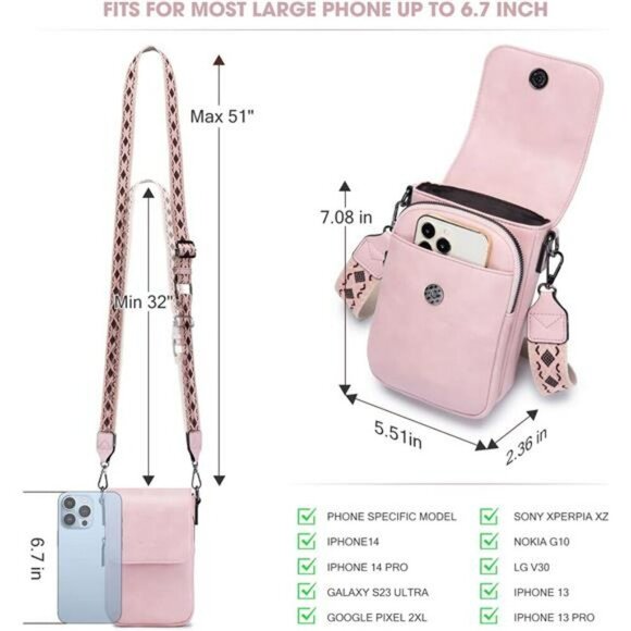 Womens Small Leather Crossbody Cell Phone Purse Wallet Bag with Card Slots - Picture 5 of 7